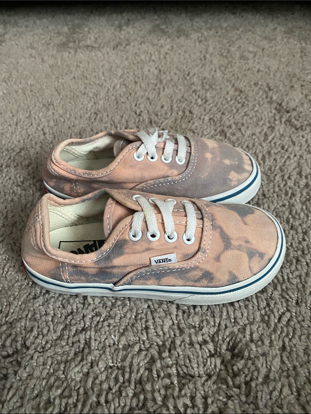 Vans Oldskool Kids Tie-Dye Low-Top Sneakers in Peach and Gray SZ 9